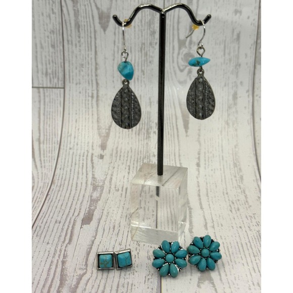 The Unbranded Brand Jewelry - Turquoise Style Earrings Lot of 3 Pairs Southwestern Boho